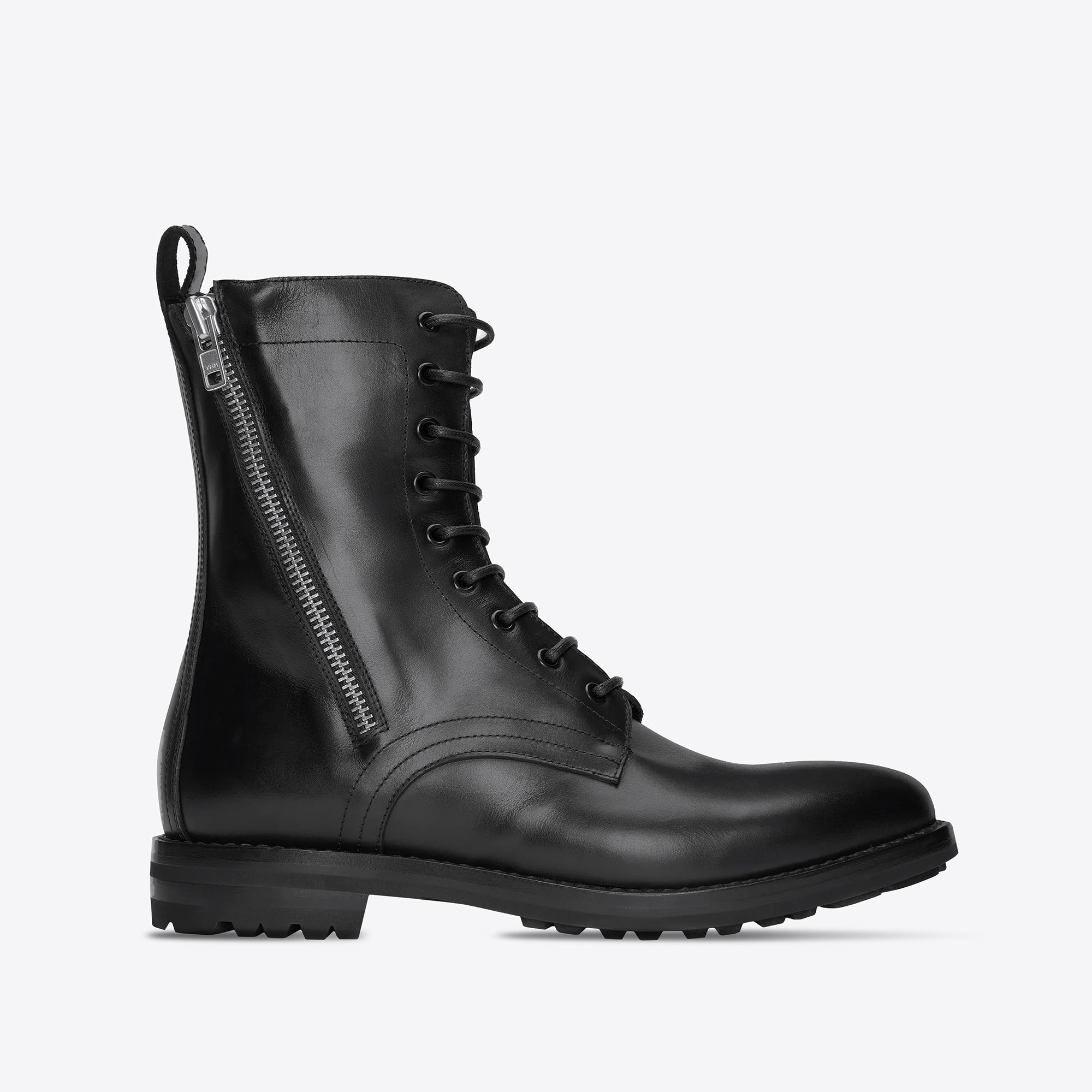 Sergio Zip Combat Boots Black Leather – FROMTHEFIRST