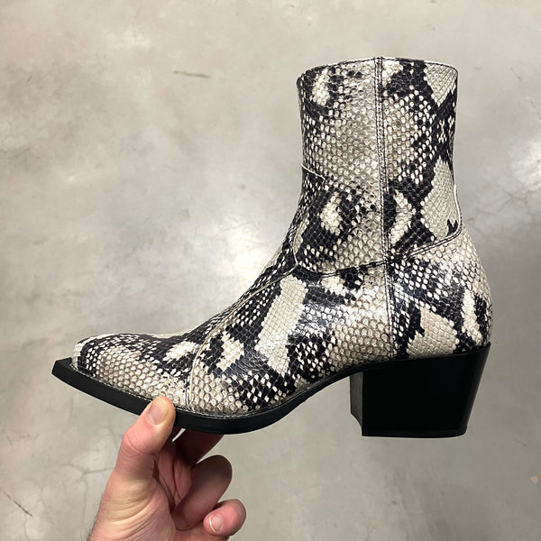 Luca 40mm Side Zip Boot - Black Python-Effect Leather – FROMTHEFIRST