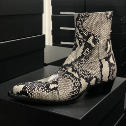Diego 45mm Side Zip Western Boot Grey Snake Effect Leather