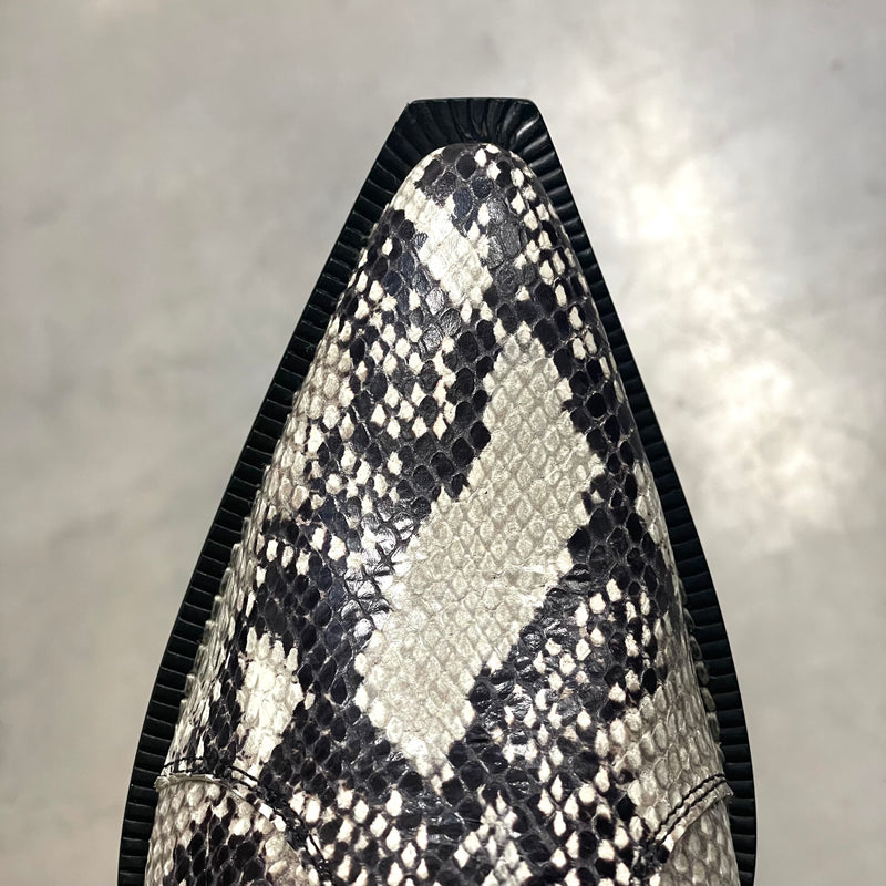 Dante 65mm Side Zip Boot - Grey Snake-Effect Leather