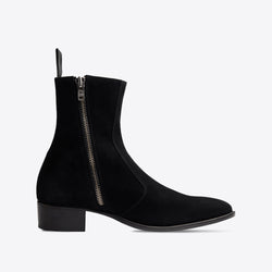 Luca 40mm Side Zip Boot - Black Suede