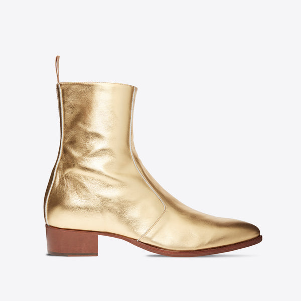 Luca 40mm Side Zip Boots Gold Leather EU 39 US 6 UK 5