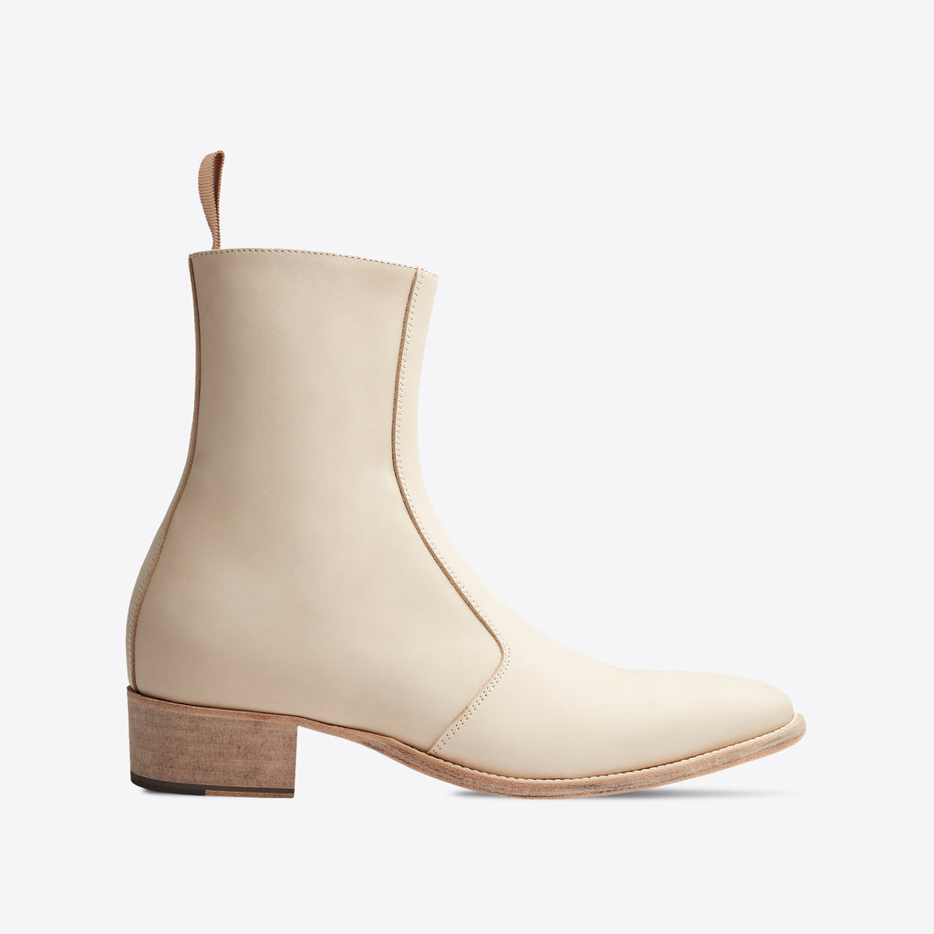 Luca 40mm Side Zip Boot - Natural Leather – FROMTHEFIRST