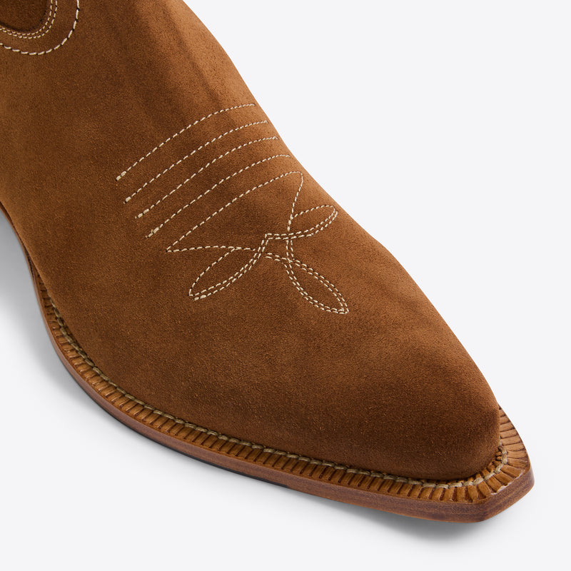 Diego 45mm Embroidered Toe Western Boot - Tobacco Suede