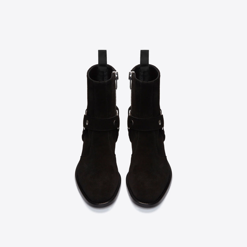 Womens Elisa 40mm Harness Zip Boot - Black Suede