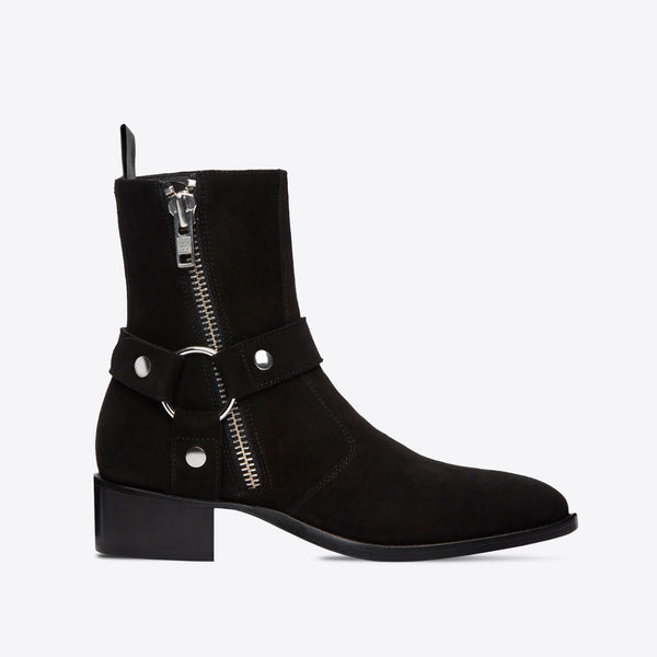 Womens Elisa 40mm Harness Zip Boot - Black Suede