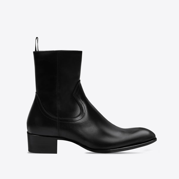 Alessandro 40mm Side Zip Boot - Black Leather