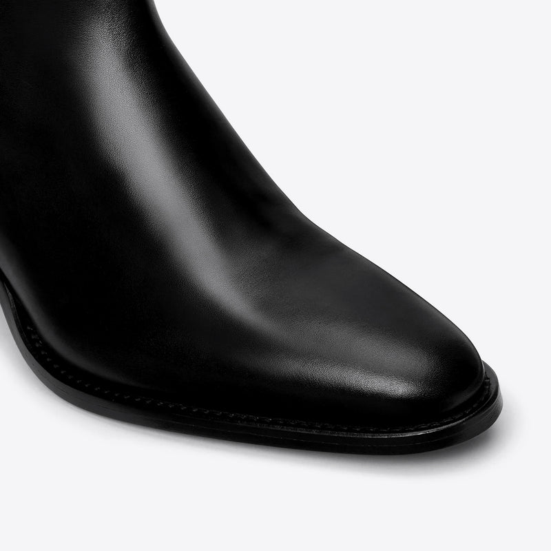 Luca 60mm Side Zip Boot - Black Leather