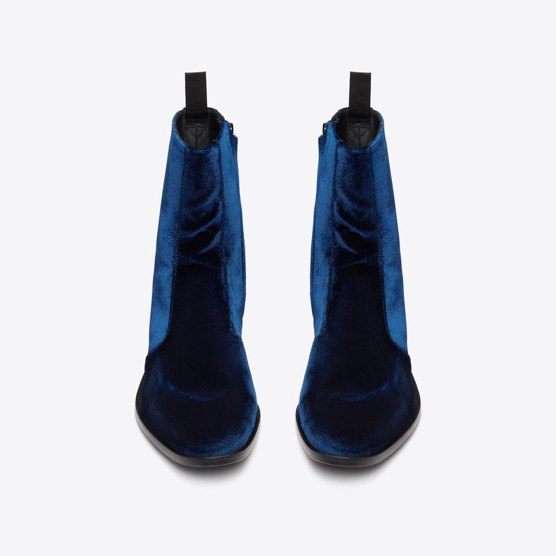 Luca 40mm Side Zip Boot - Navy Blue Velvet