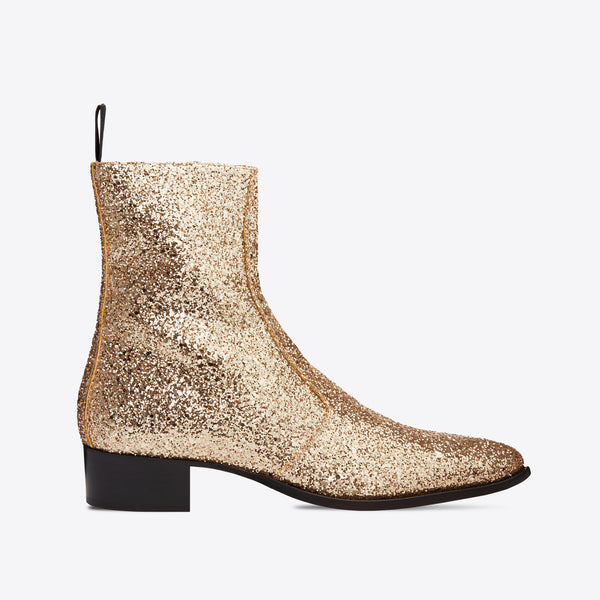 Luca 40mm Side Zip Boots Gold Glitter FROMTHEFIRST