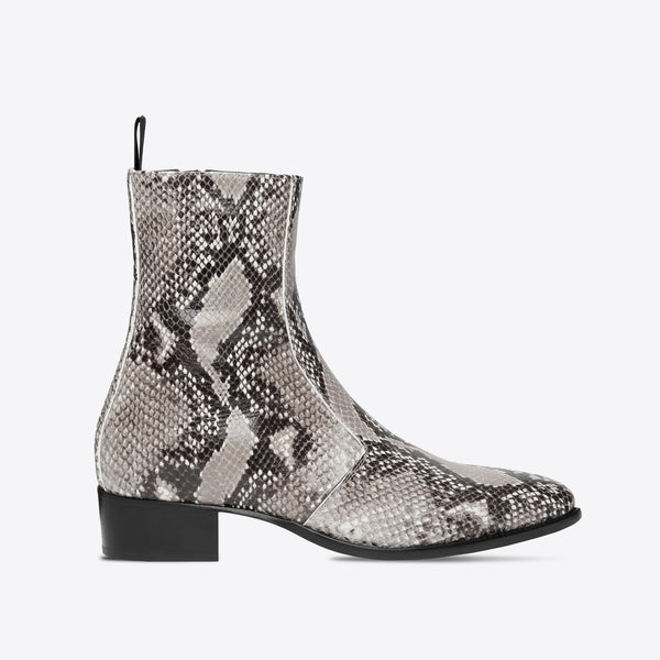 Luca 40mm Side Zip Boot - Snake-Effect Leather