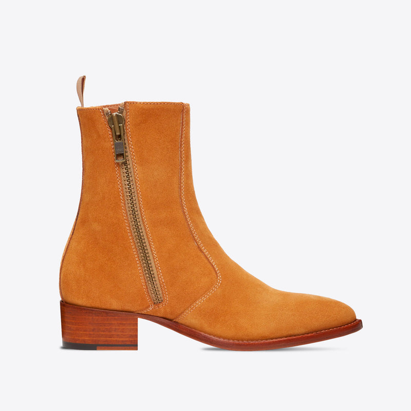 Womens Lucia 40mm Side Zip Boot - Camel Suede