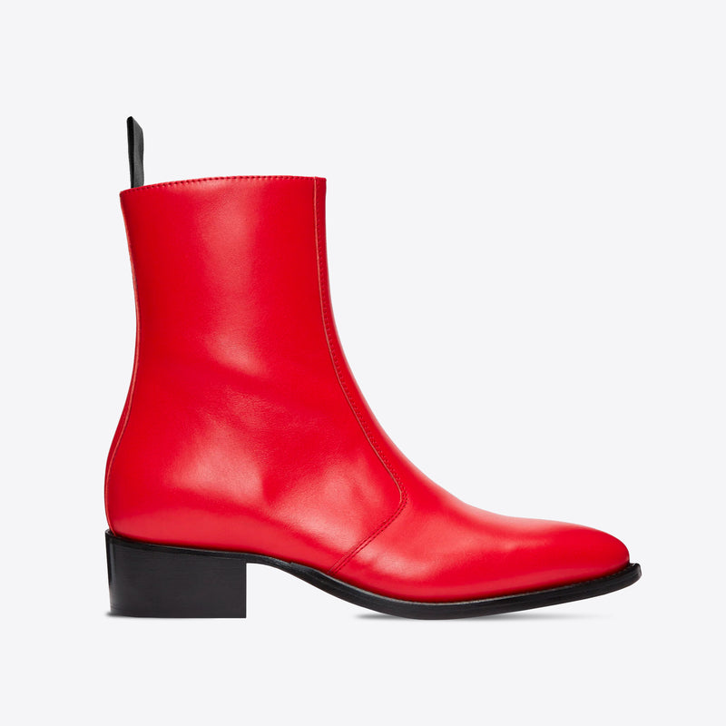Womens Lucia 40mm Side Zip Boot - Red Leather