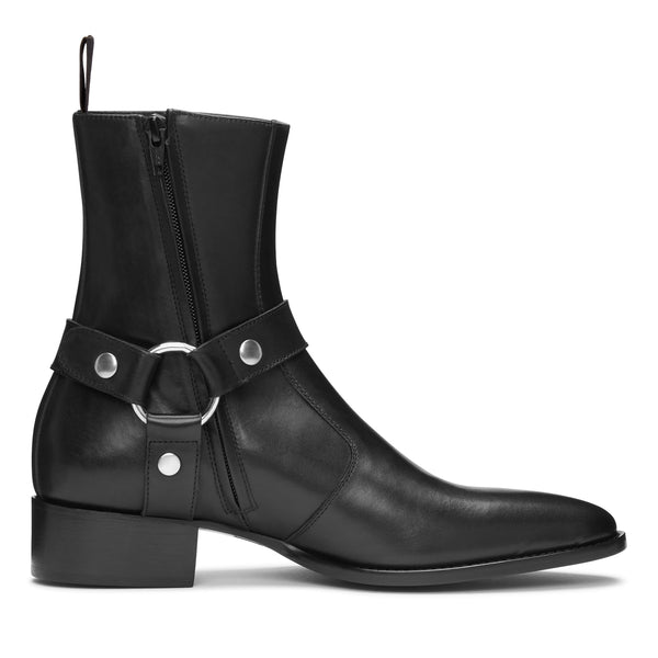Enzo 40mm Harness (Concealed) Zip Boot - Black Leather