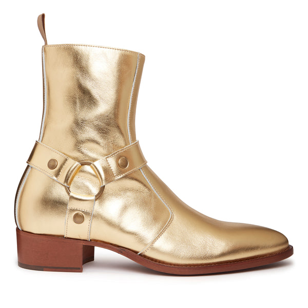 Enzo 40mm Harness Zip Boot - Gold Leather