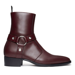 Enzo 40mm Harness Zip Boot - Burgundy Leather