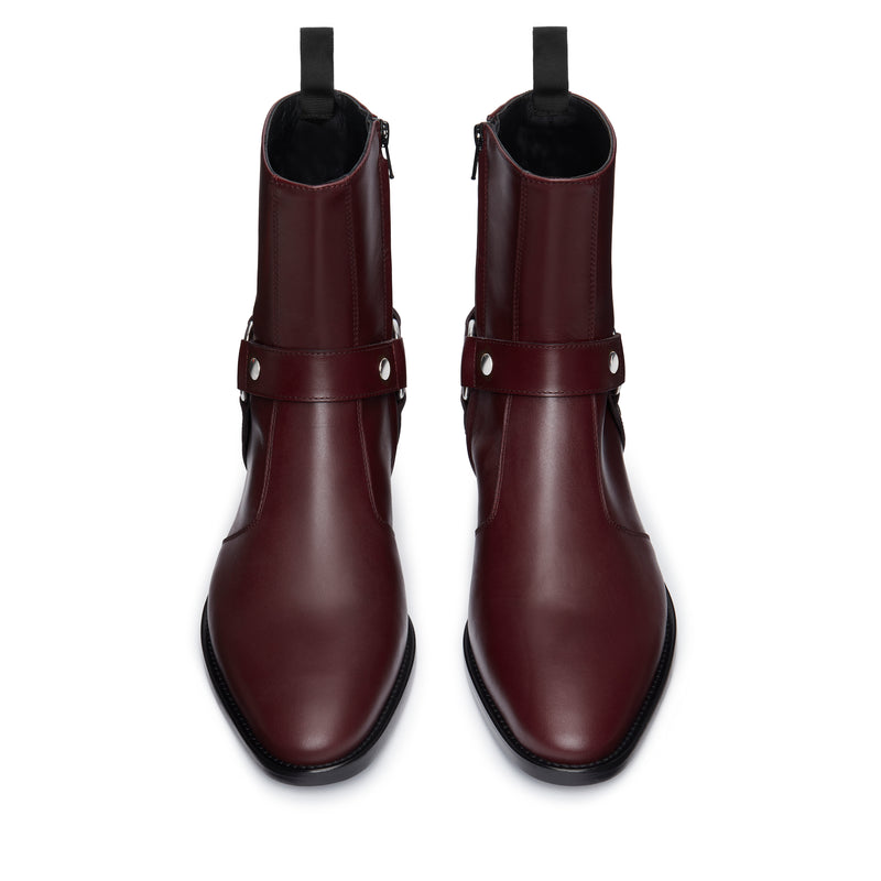 Enzo 40mm Harness Zip Boot - Burgundy Leather