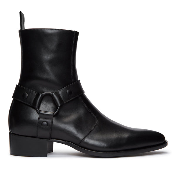 Enzo 40mm Harness (Concealed) Zip Boot - Black/Black Leather