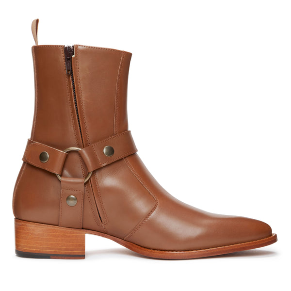 Enzo 40mm Harness (Concealed) Zip Boot - Brown Leather
