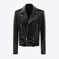 Classic Lambskin Biker Jacket - Black Leather