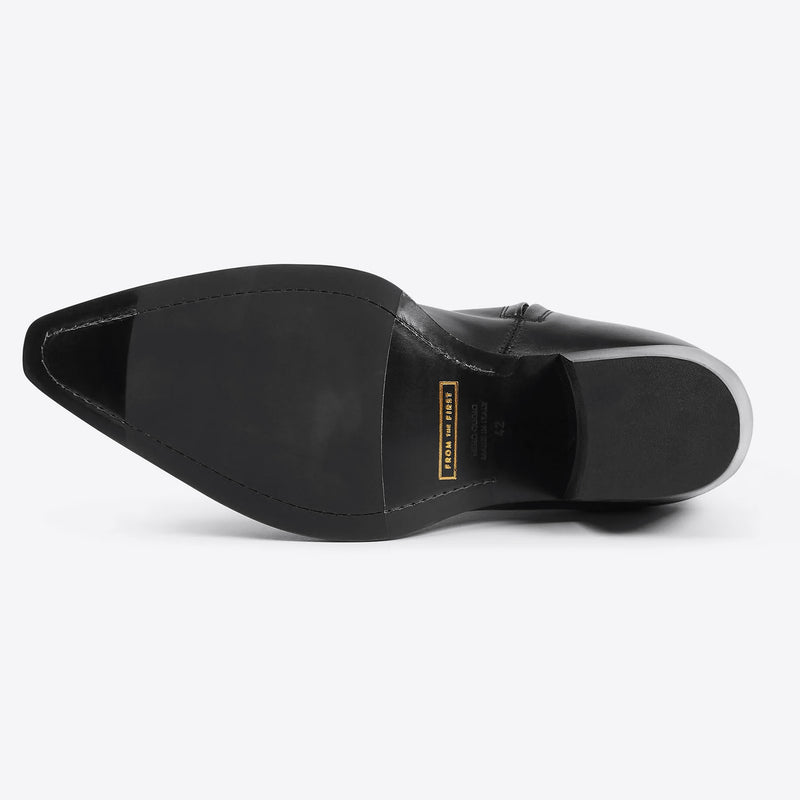 Dante 65mm Side Zip Western Boot - Black Leather