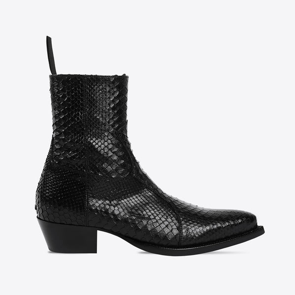 Diego 45mm Side Zip Western Boot - Black Real Python