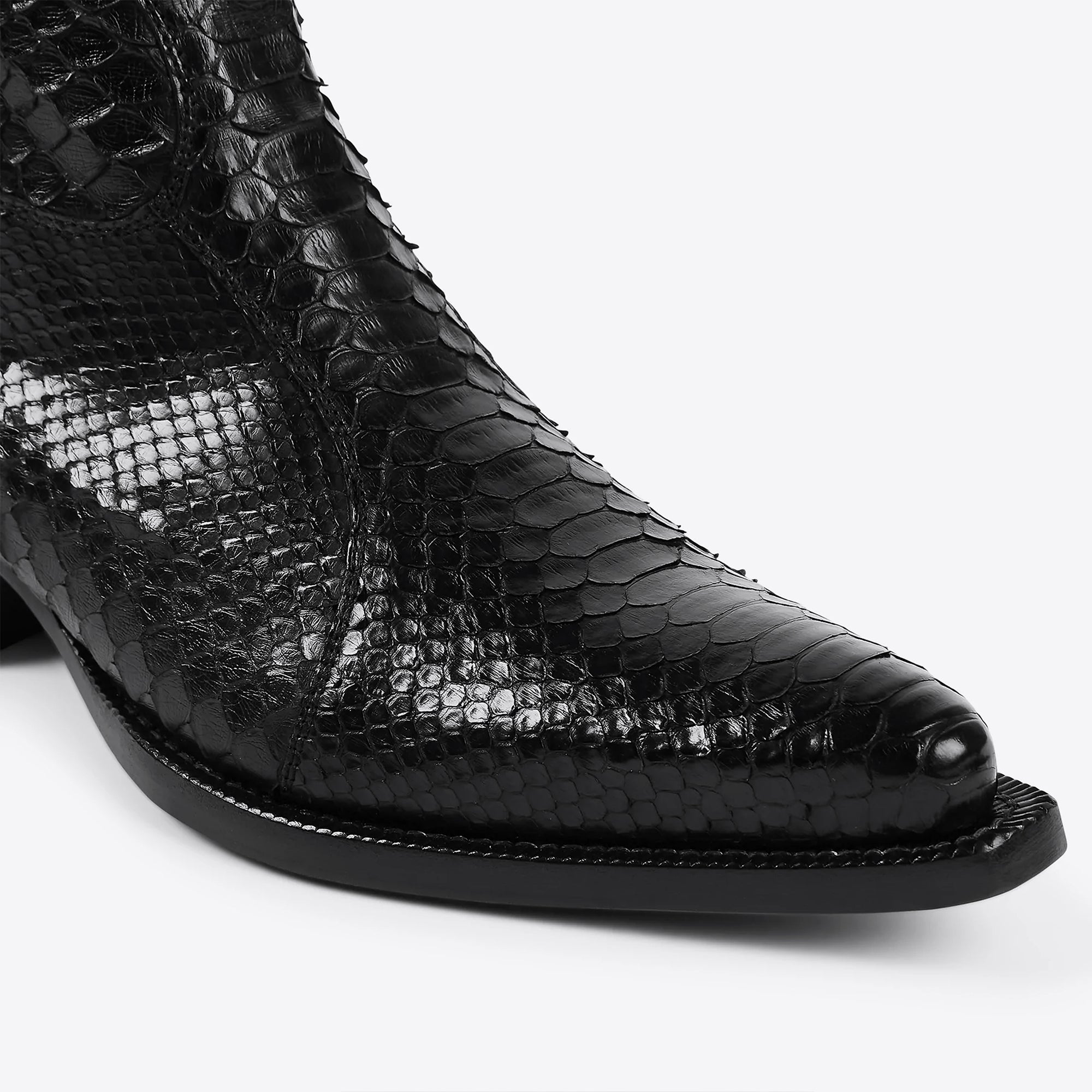 Diego 45mm Side Zip Western Boots Black Real Python FROMTHEFIRST