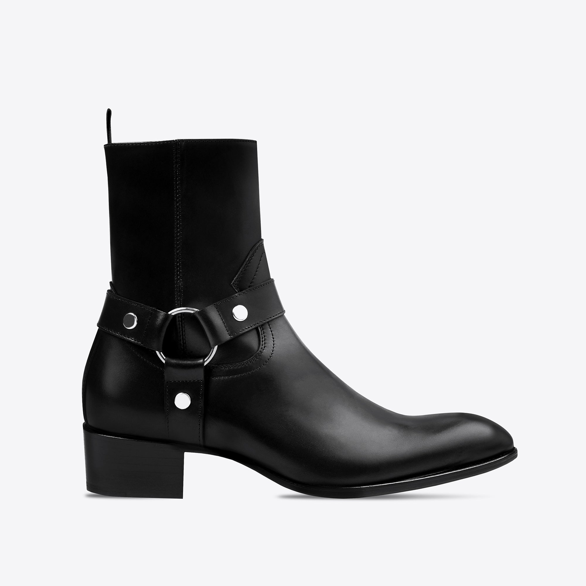 Enzo 40mm Harness Zip Boot - Black Leather – FROMTHEFIRST