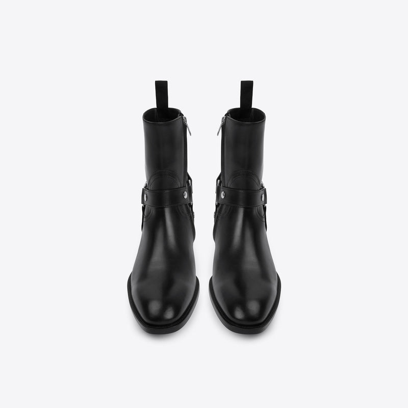 Enzo 40mm Harness Zip Boot - Black Leather