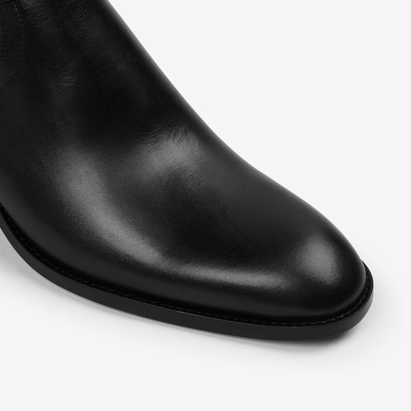 Alessandro 40mm Side Zip Boot - Black Leather