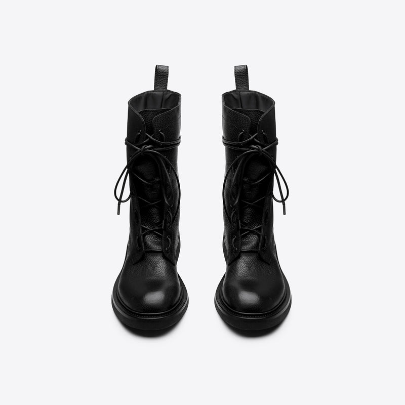 Lorenzo Combat Boot - Black Grained Leather