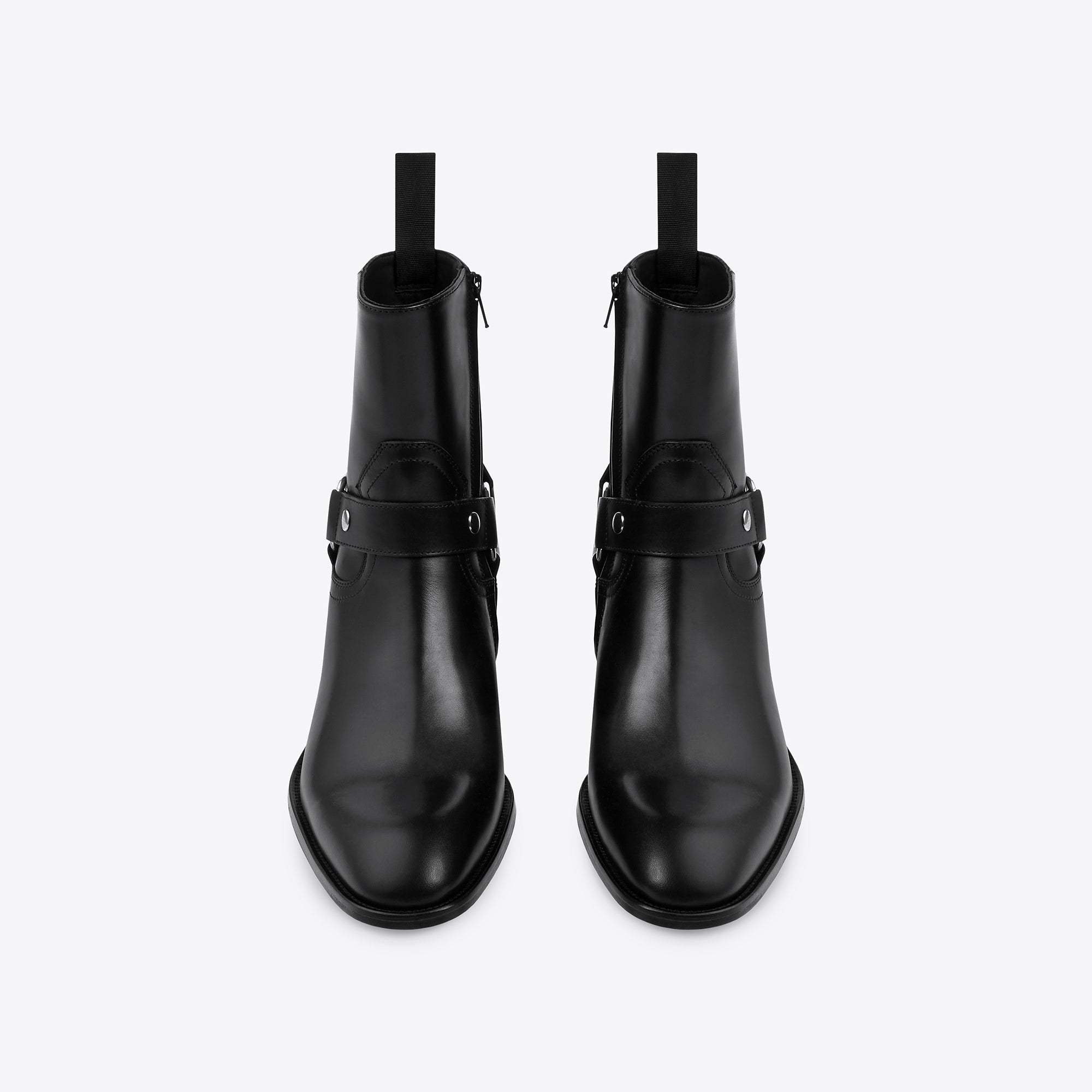 Enzo 40mm Harness (Concealed) Zip Boots - Black Leather Enzo 40mm Harness (Concealed) Zip Boots - Black Leather