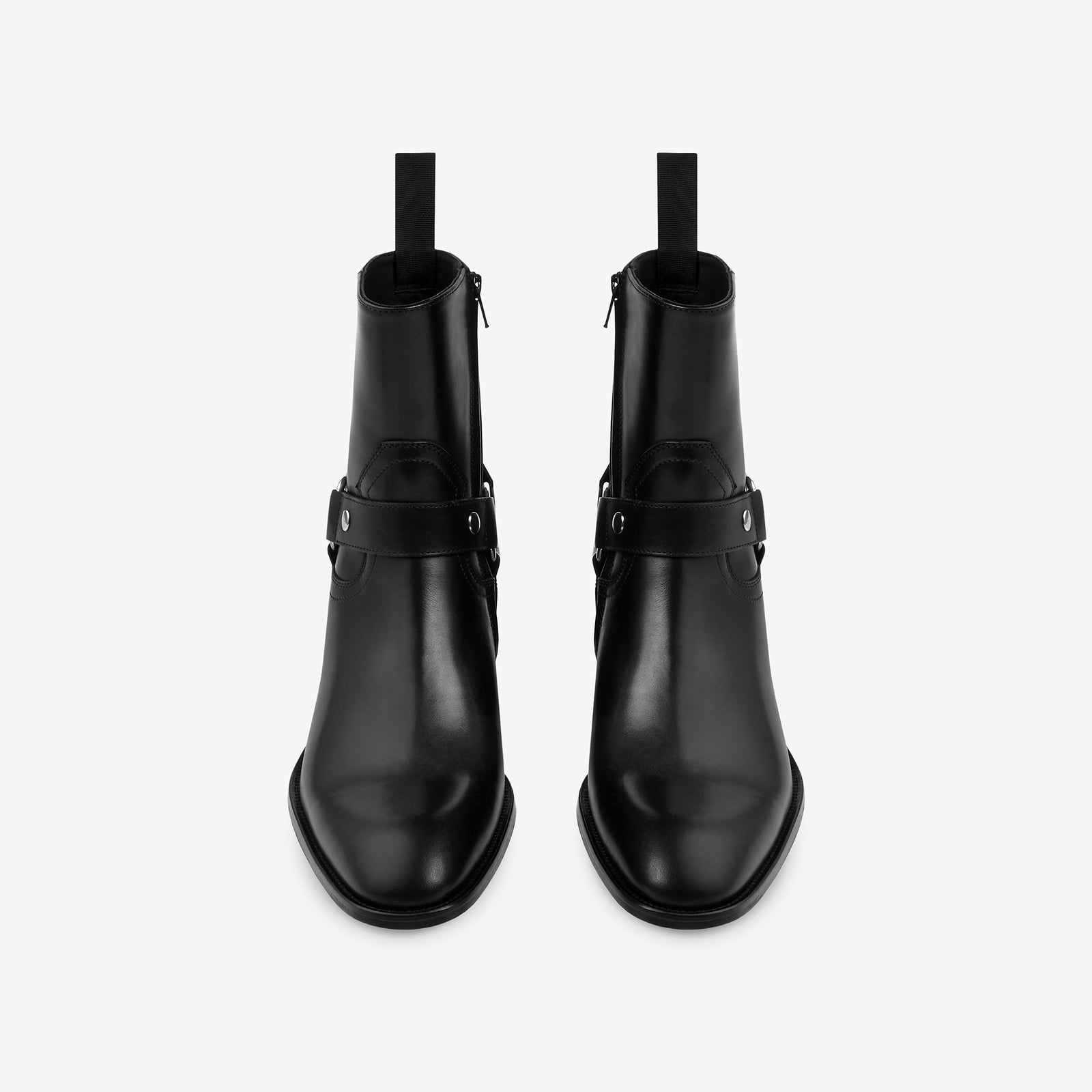 Enzo 40mm Harness Concealed Zip Boot Black Leather FROMTHEFIRST