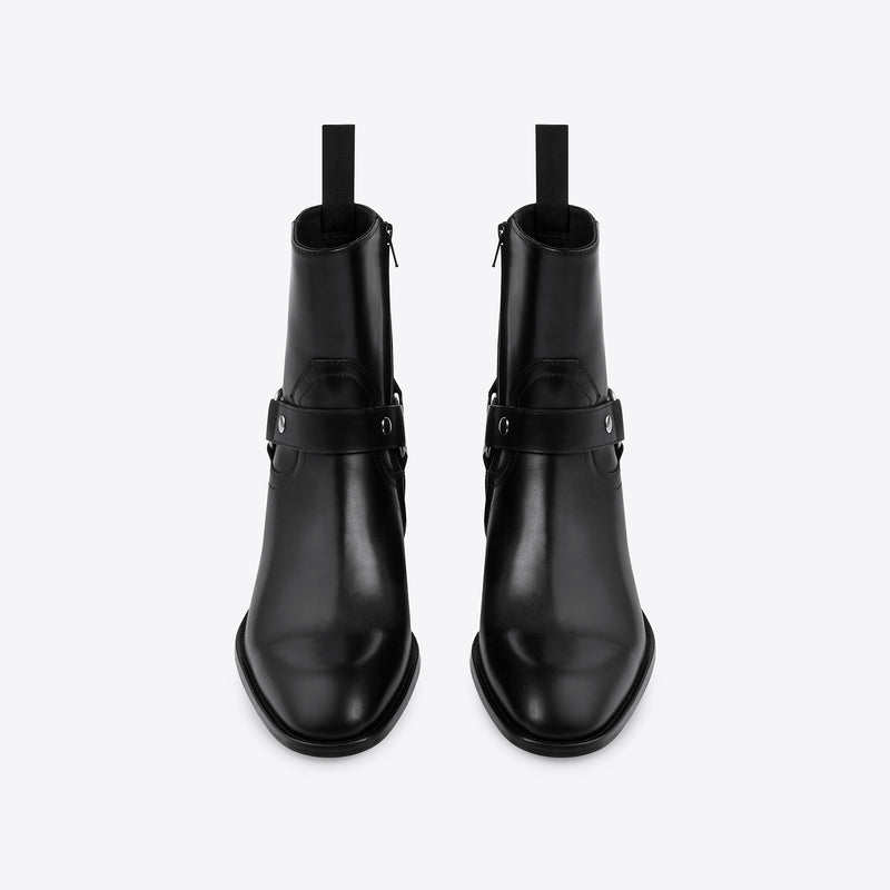 Enzo 40mm Harness (Concealed) Zip Boot - Black Leather