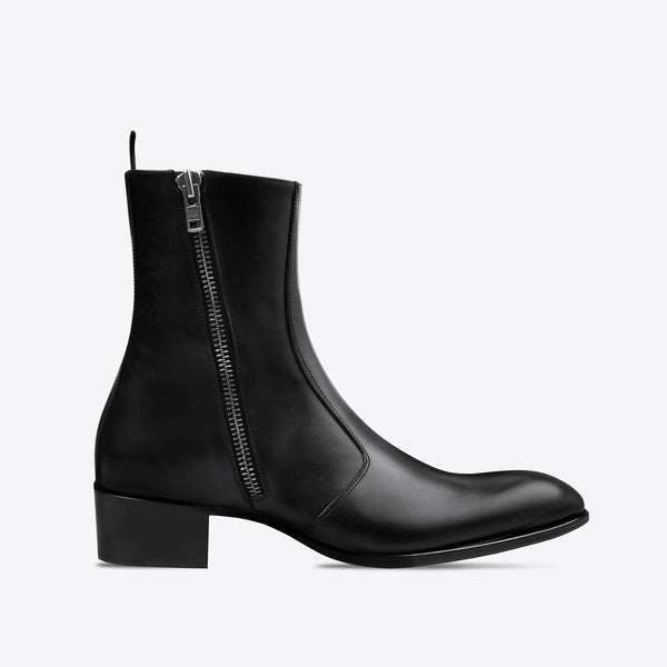 Luca 40mm Side Zip Boot - Black Leather