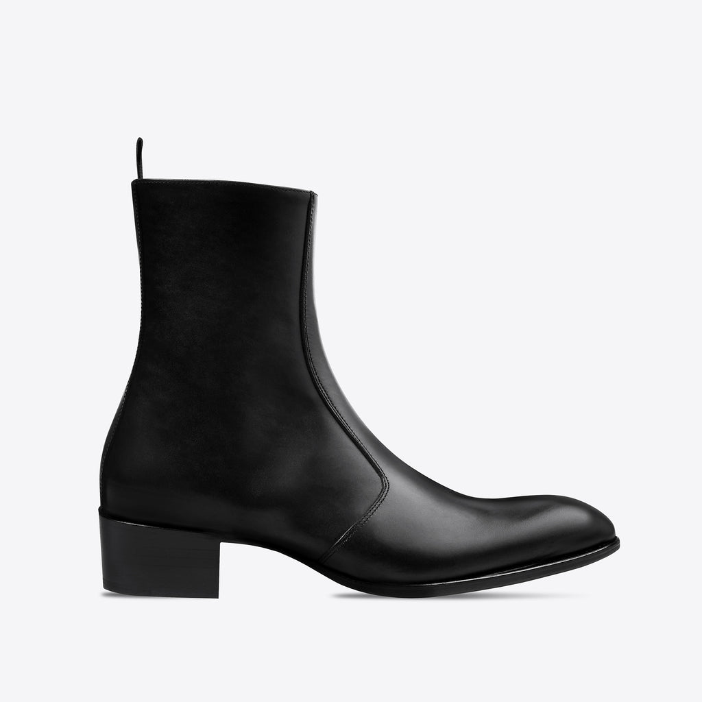 Luca 40mm Side Zip Boot - Black Leather – FROMTHEFIRST