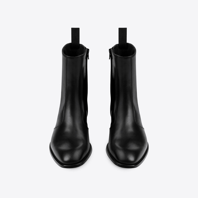 Luca 40mm (Concealed) Side Zip Boot - Black Leather