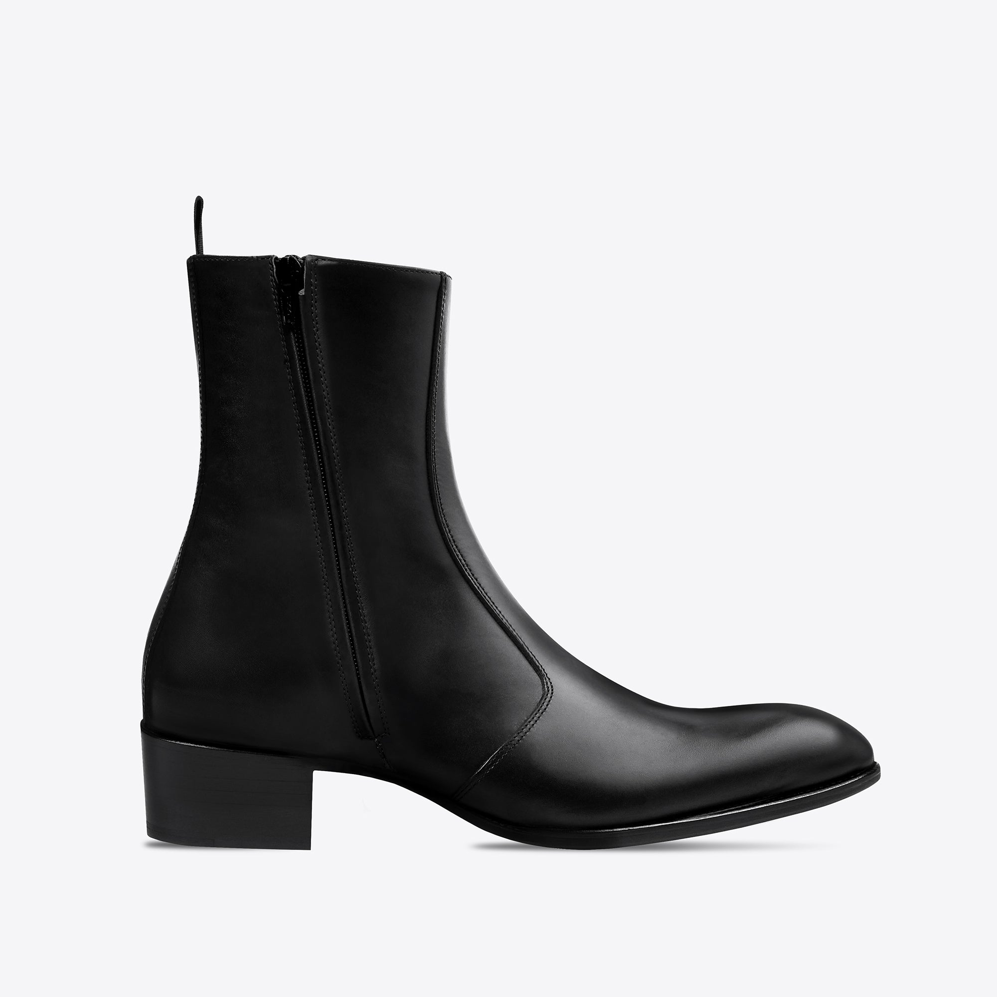 Luca 40mm (Concealed) Side Zip Boots - Black Leather - EU 39 | US 6 | UK 5