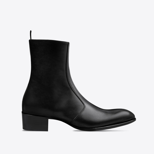 Luca 40mm (Concealed) Side Zip Boot - Black Leather