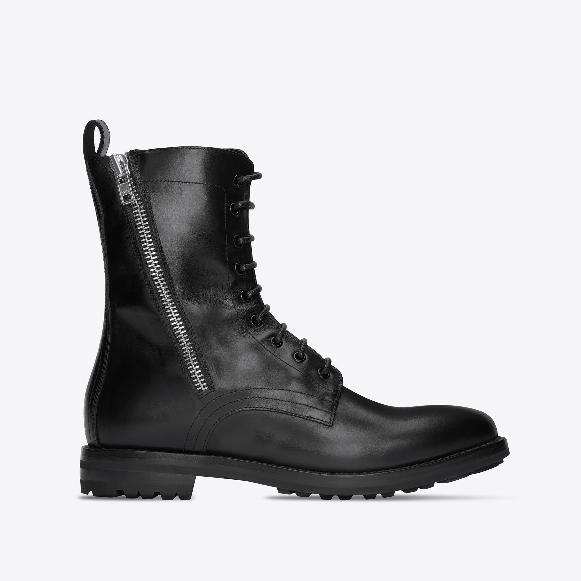 Sergio Zip Combat Boots Black Leather – FROMTHEFIRST