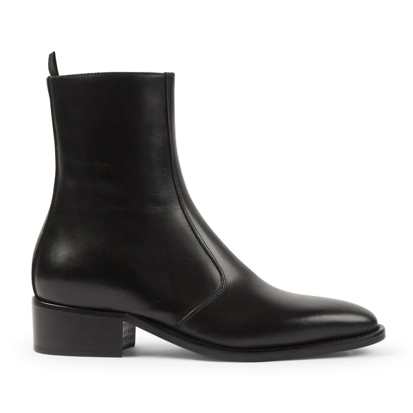 Womens Lucia 40mm Side Zip Boot - Black Leather
