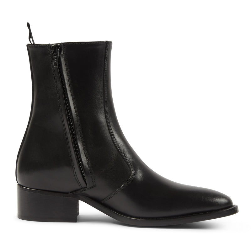 Womens Lucia 40mm (Concealed) Side Zip Boot - Black Leather