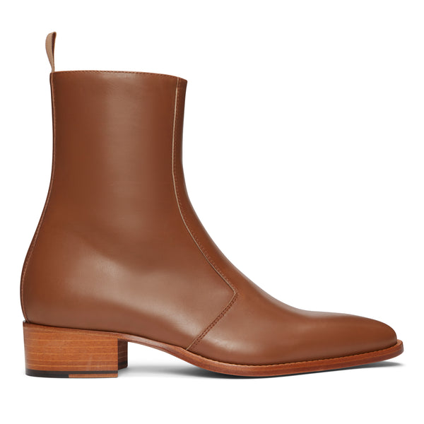 Luca 40mm Side Zip Boot - Brown Leather