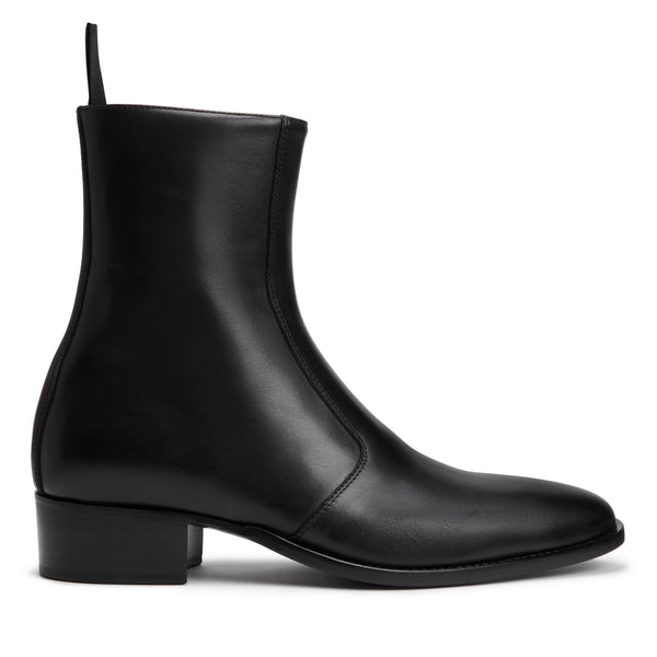 Luca 40mm Side Zip Boot - Black Leather
