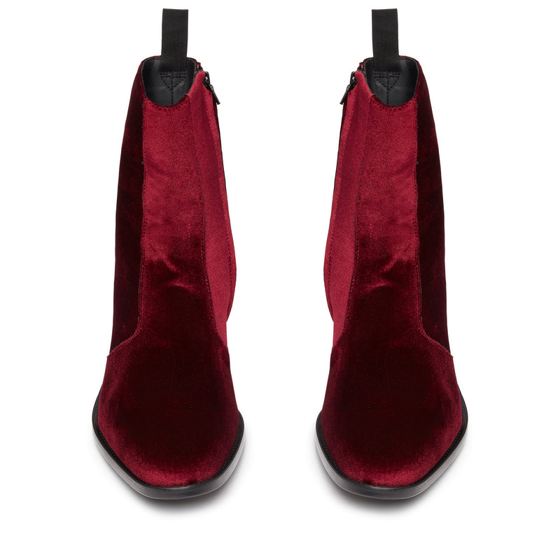 Luca 40mm Side Zip Boot - Burgundy Red Velvet