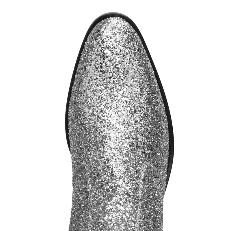 Luca 40mm Side Zip Boot - Silver Glitter